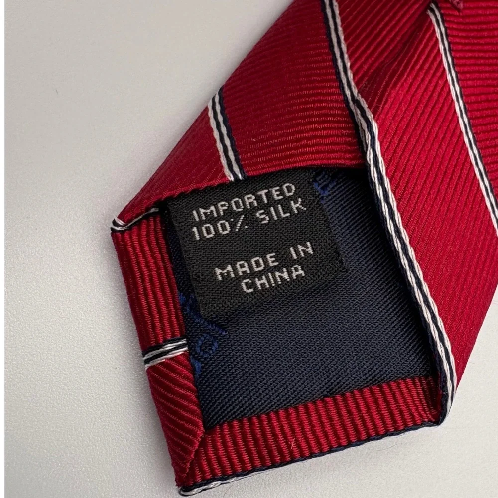 Jos A. Bank Men's Rep Neck Tie Red‎ Stripes Silk 3.5